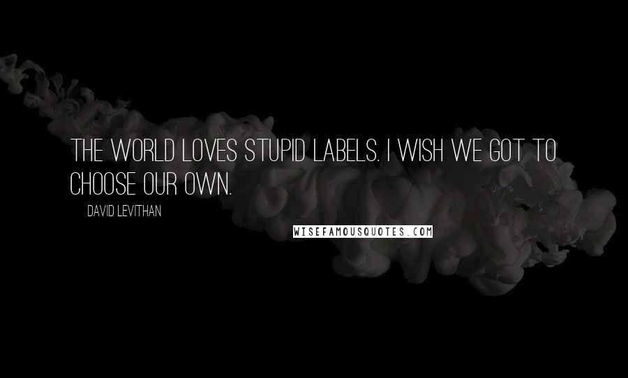 David Levithan Quotes: The world loves stupid labels. I wish we got to choose our own.