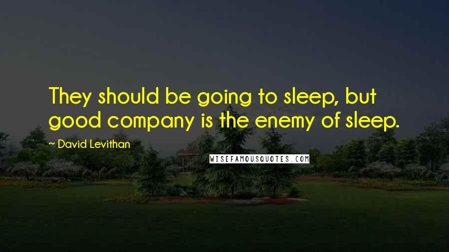 David Levithan Quotes: They should be going to sleep, but good company is the enemy of sleep.