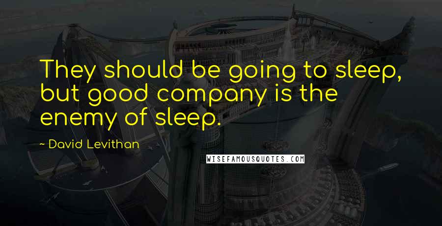 David Levithan Quotes: They should be going to sleep, but good company is the enemy of sleep.