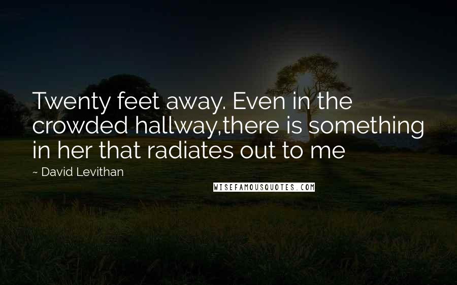 David Levithan Quotes: Twenty feet away. Even in the crowded hallway,there is something in her that radiates out to me