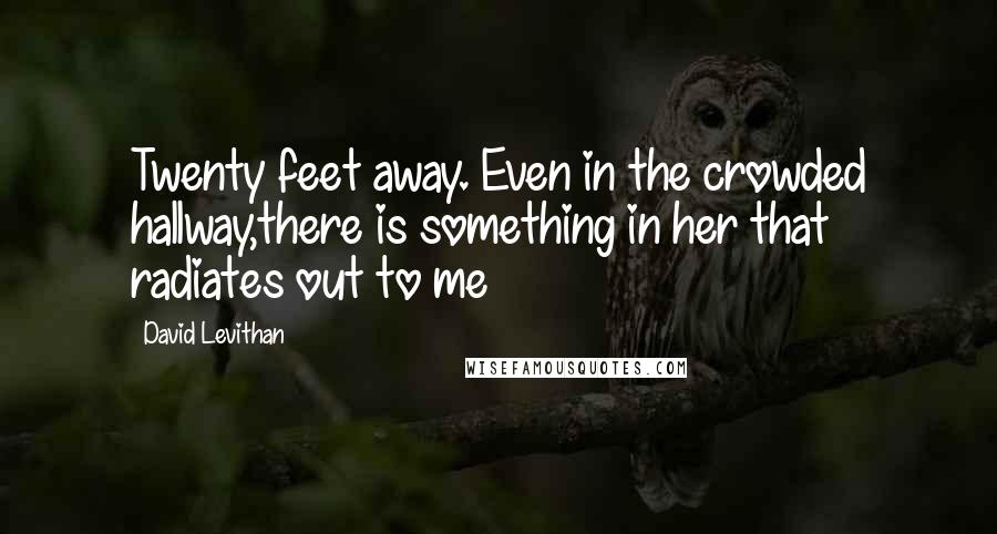 David Levithan Quotes: Twenty feet away. Even in the crowded hallway,there is something in her that radiates out to me