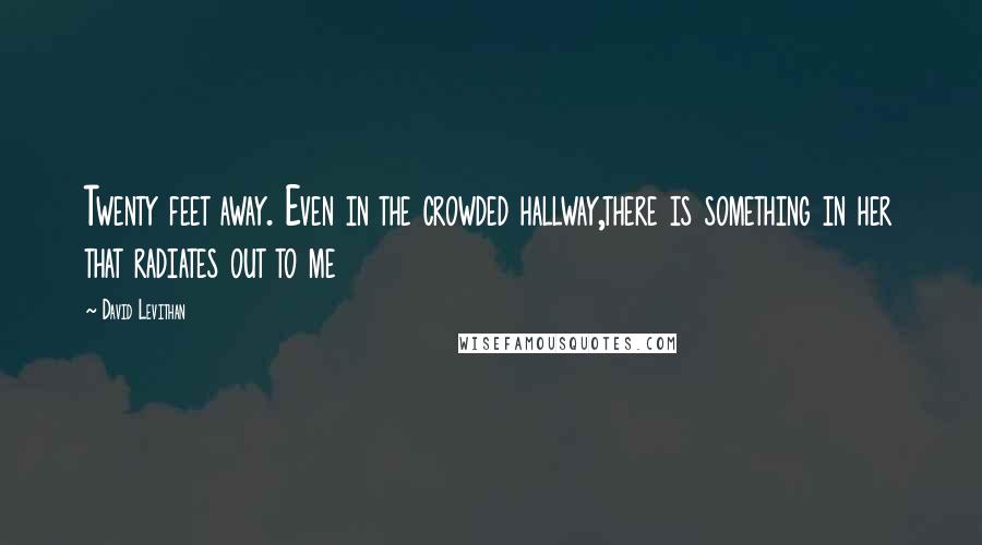 David Levithan Quotes: Twenty feet away. Even in the crowded hallway,there is something in her that radiates out to me