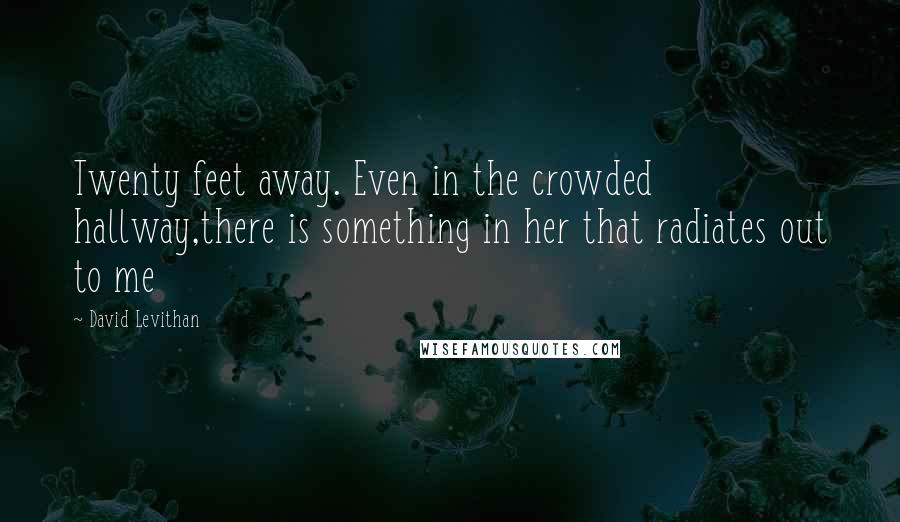 David Levithan Quotes: Twenty feet away. Even in the crowded hallway,there is something in her that radiates out to me