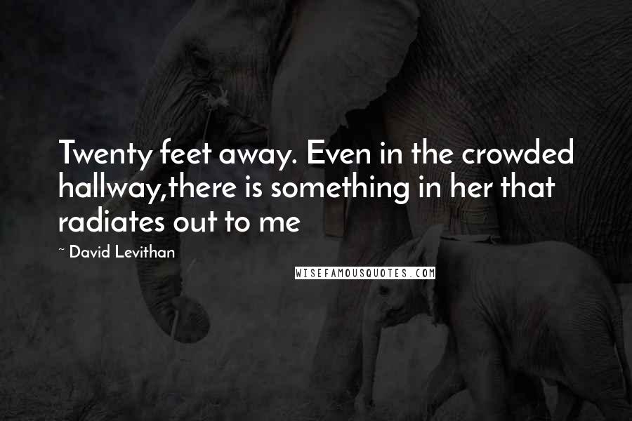 David Levithan Quotes: Twenty feet away. Even in the crowded hallway,there is something in her that radiates out to me