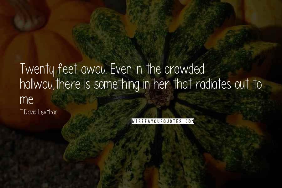 David Levithan Quotes: Twenty feet away. Even in the crowded hallway,there is something in her that radiates out to me