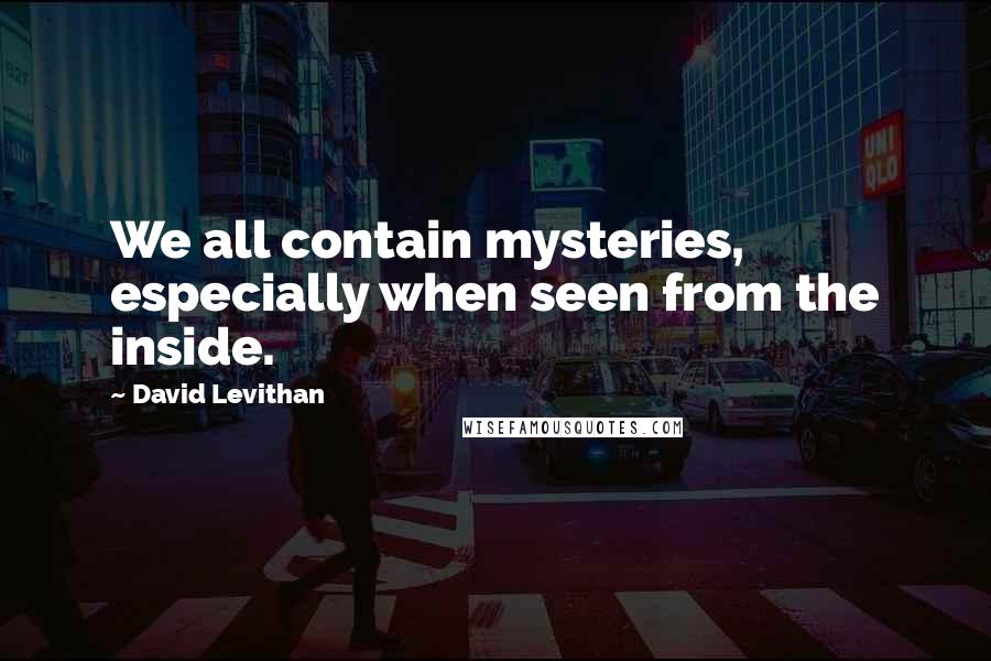 David Levithan Quotes: We all contain mysteries, especially when seen from the inside.