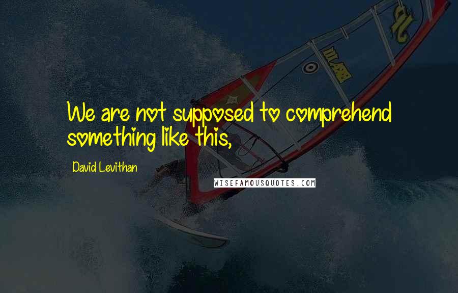 David Levithan Quotes: We are not supposed to comprehend something like this,