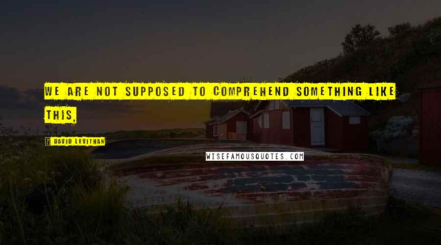 David Levithan Quotes: We are not supposed to comprehend something like this,