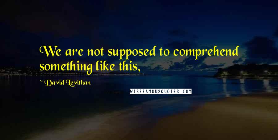 David Levithan Quotes: We are not supposed to comprehend something like this,