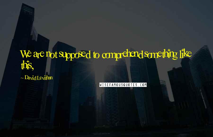 David Levithan Quotes: We are not supposed to comprehend something like this,