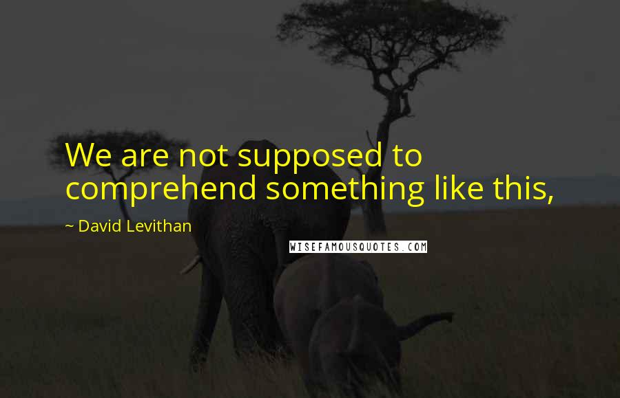 David Levithan Quotes: We are not supposed to comprehend something like this,