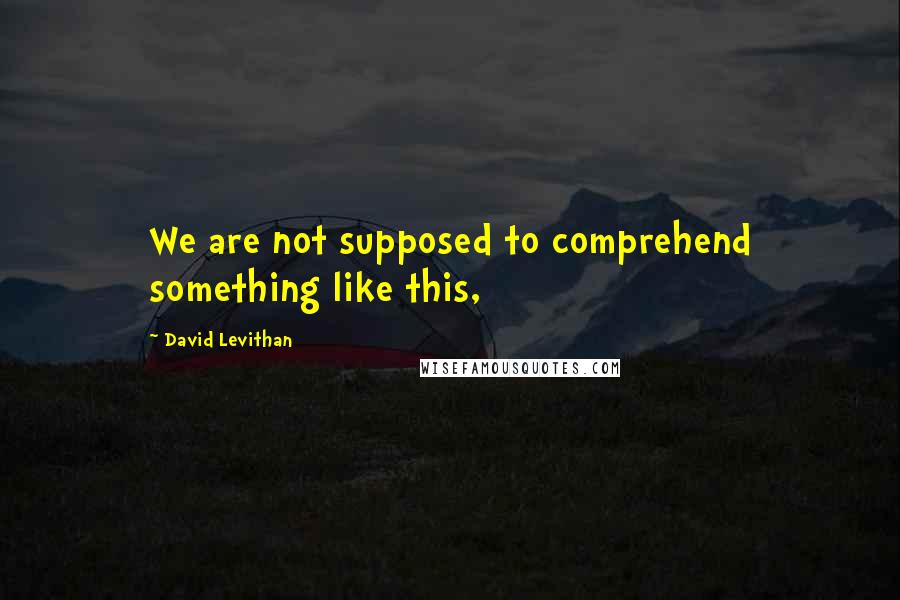 David Levithan Quotes: We are not supposed to comprehend something like this,