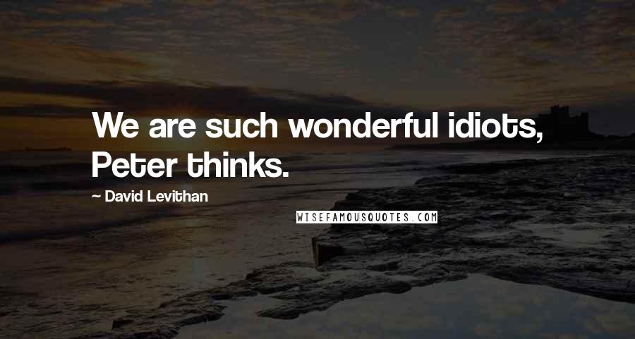 David Levithan Quotes: We are such wonderful idiots, Peter thinks.