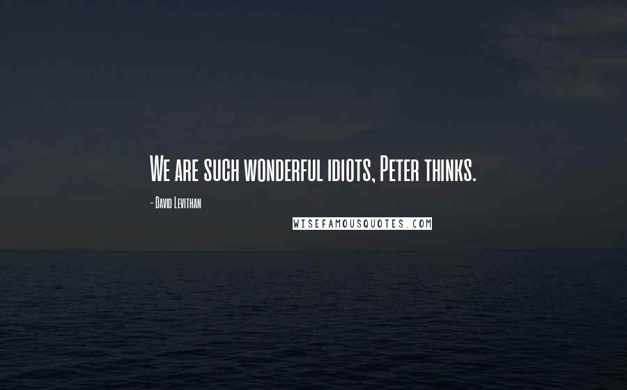 David Levithan Quotes: We are such wonderful idiots, Peter thinks.