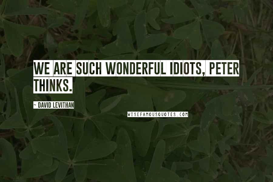 David Levithan Quotes: We are such wonderful idiots, Peter thinks.