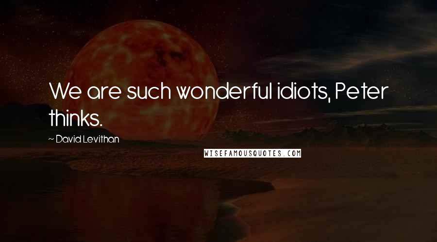 David Levithan Quotes: We are such wonderful idiots, Peter thinks.