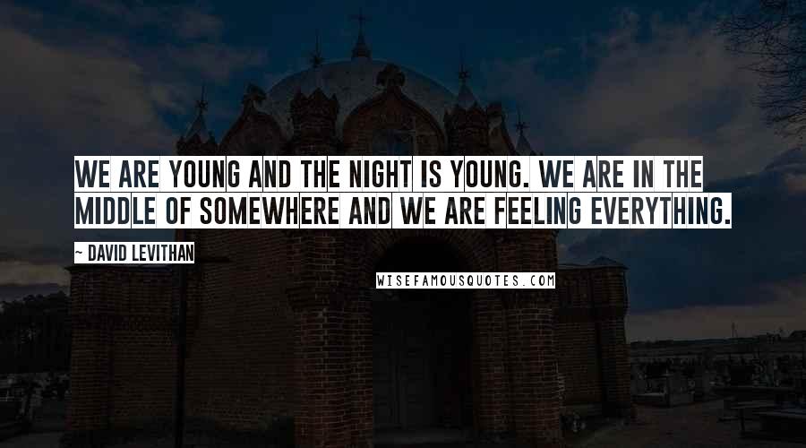 David Levithan Quotes: We are young and the night is young. We are in the middle of somewhere and we are feeling everything.