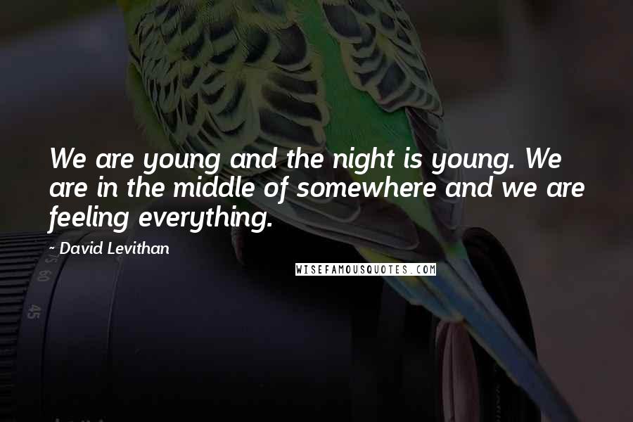 David Levithan Quotes: We are young and the night is young. We are in the middle of somewhere and we are feeling everything.