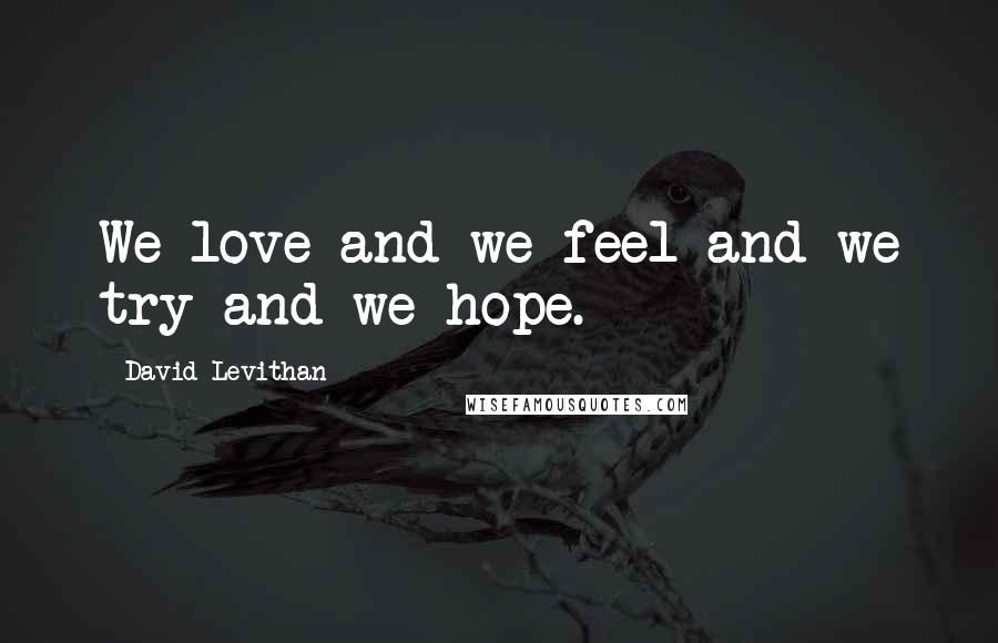 David Levithan Quotes: We love and we feel and we try and we hope.