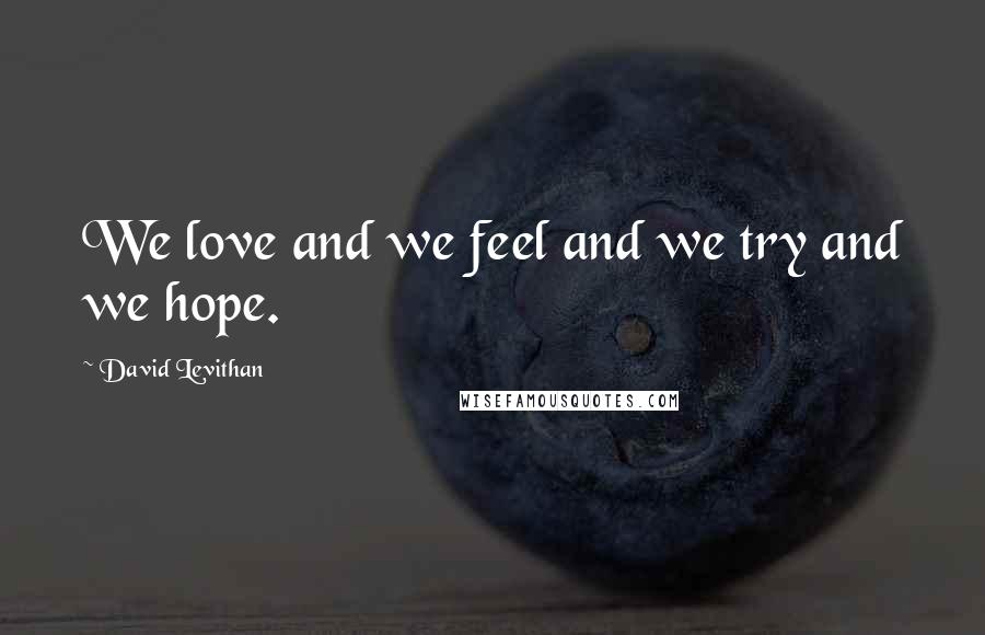 David Levithan Quotes: We love and we feel and we try and we hope.