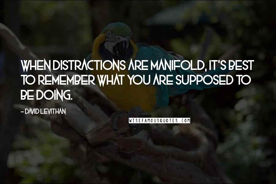 David Levithan Quotes: When distractions are manifold, it's best to remember what you are supposed to be doing.