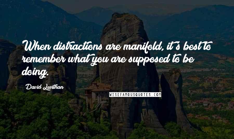 David Levithan Quotes: When distractions are manifold, it's best to remember what you are supposed to be doing.