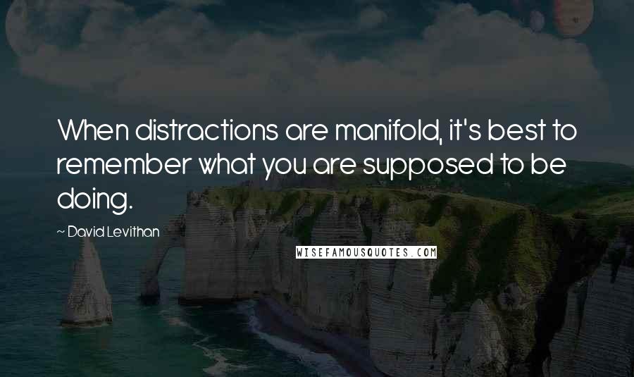 David Levithan Quotes: When distractions are manifold, it's best to remember what you are supposed to be doing.