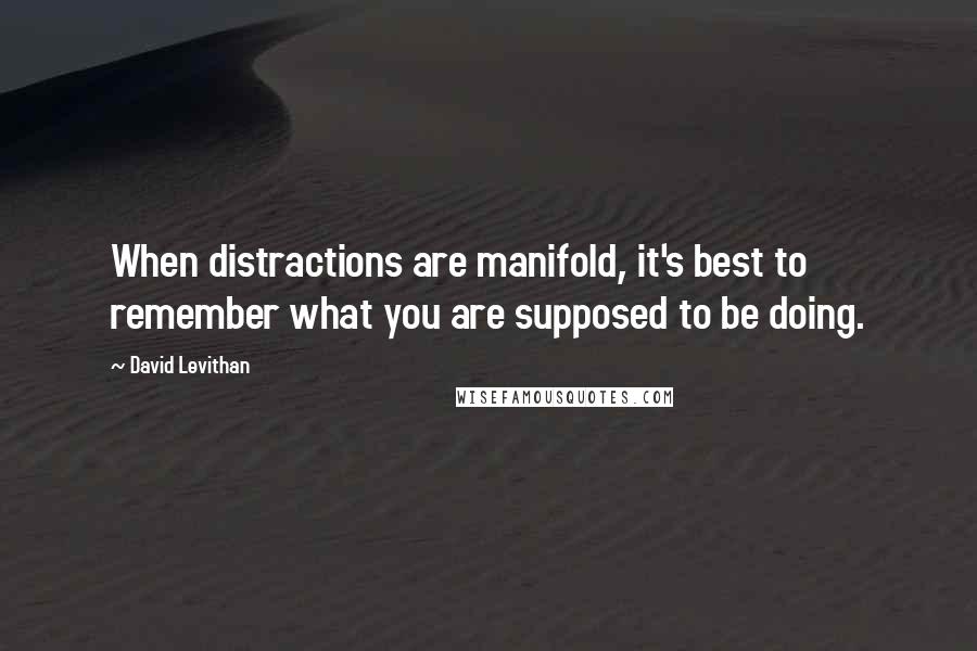 David Levithan Quotes: When distractions are manifold, it's best to remember what you are supposed to be doing.