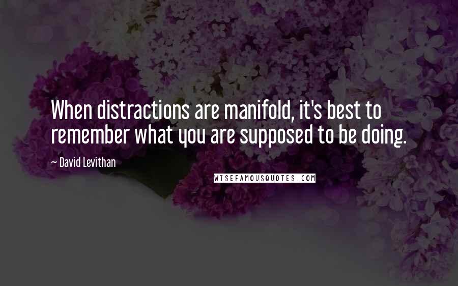 David Levithan Quotes: When distractions are manifold, it's best to remember what you are supposed to be doing.