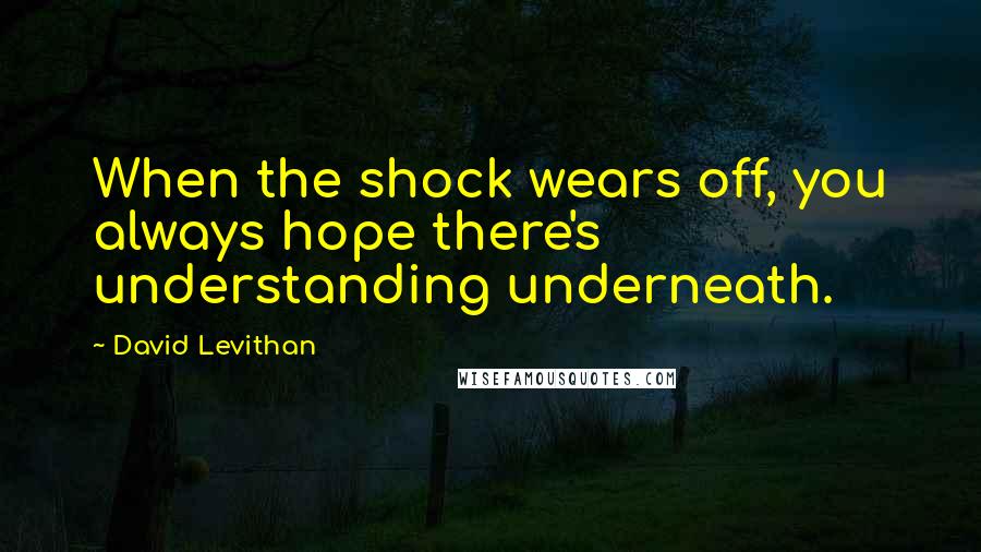 David Levithan Quotes: When the shock wears off, you always hope there's understanding underneath.