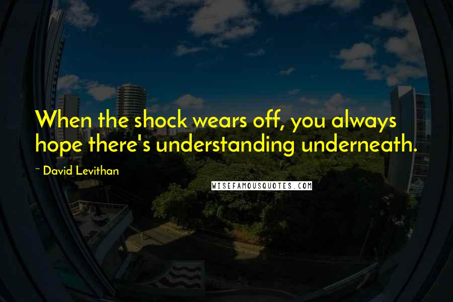 David Levithan Quotes: When the shock wears off, you always hope there's understanding underneath.