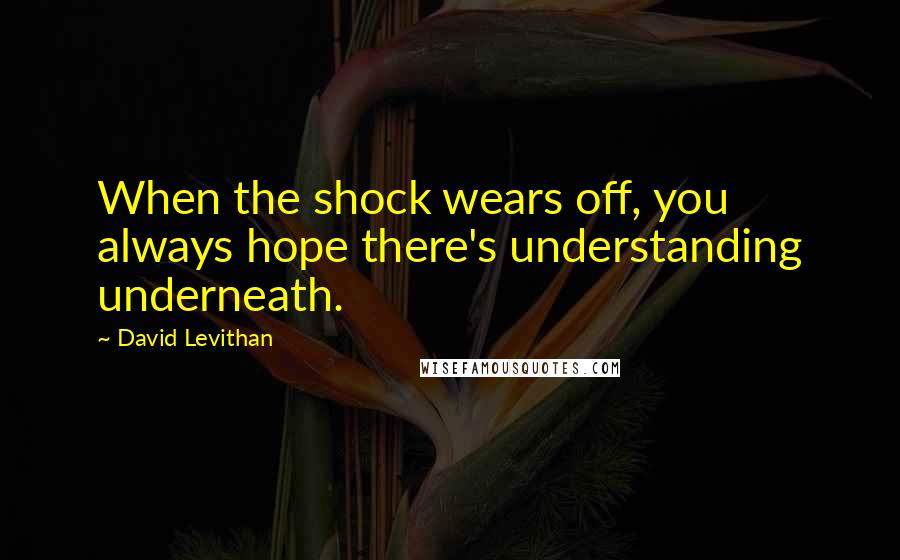 David Levithan Quotes: When the shock wears off, you always hope there's understanding underneath.