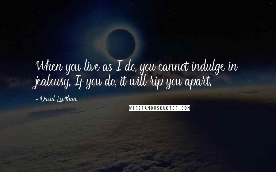 David Levithan Quotes: When you live as I do, you cannot indulge in jealousy. If you do, it will rip you apart.