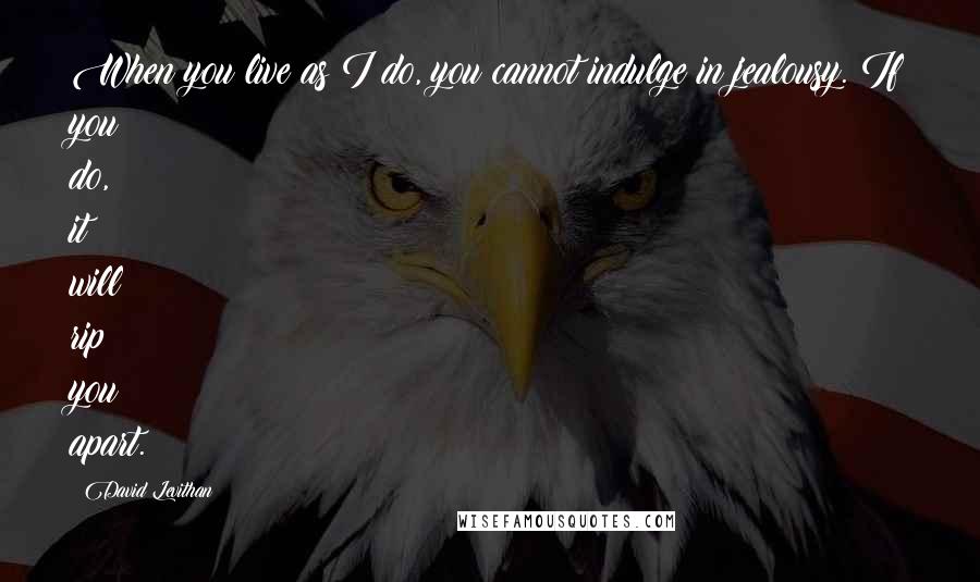 David Levithan Quotes: When you live as I do, you cannot indulge in jealousy. If you do, it will rip you apart.