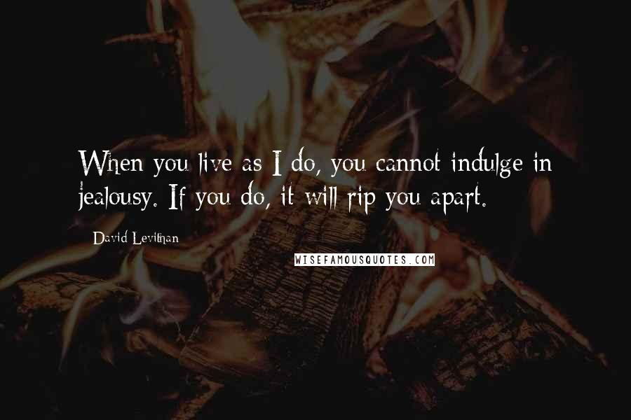 David Levithan Quotes: When you live as I do, you cannot indulge in jealousy. If you do, it will rip you apart.