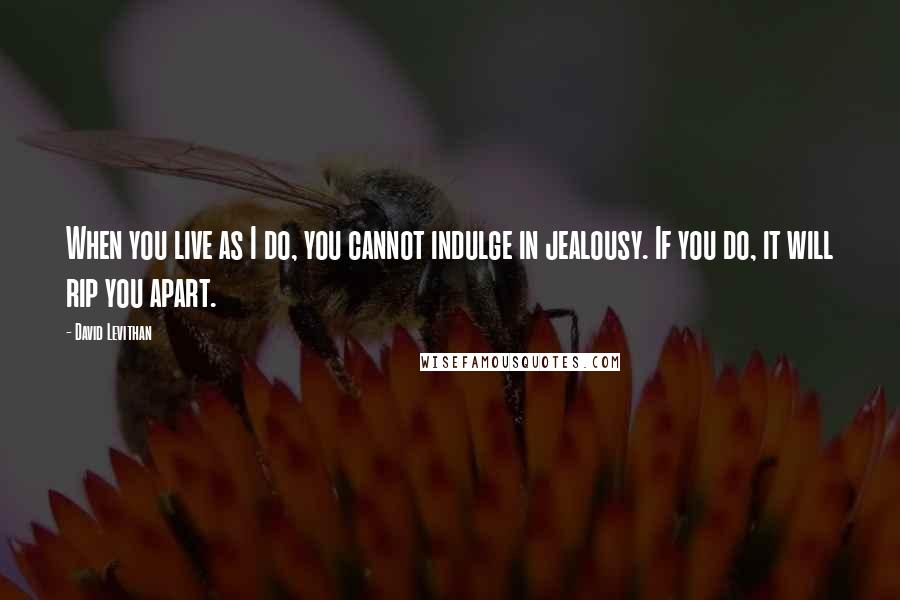 David Levithan Quotes: When you live as I do, you cannot indulge in jealousy. If you do, it will rip you apart.