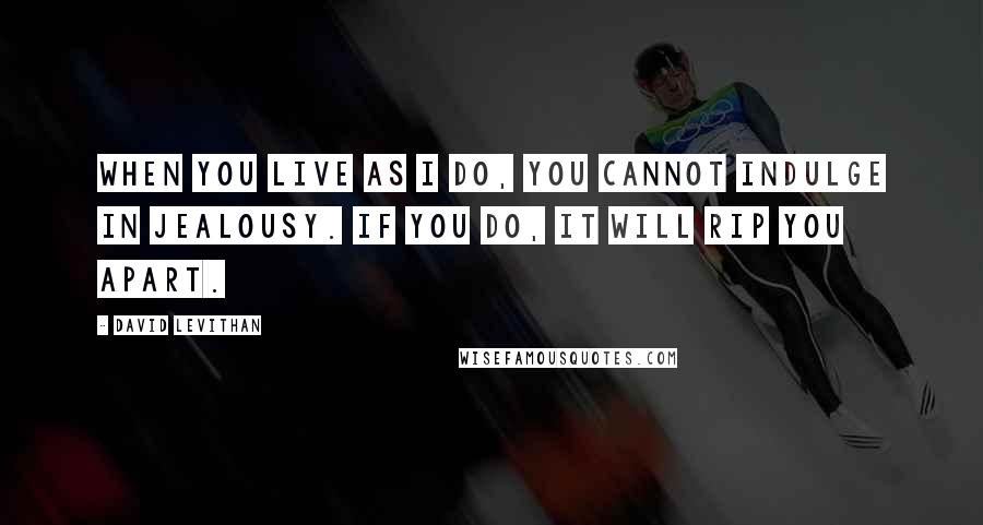 David Levithan Quotes: When you live as I do, you cannot indulge in jealousy. If you do, it will rip you apart.