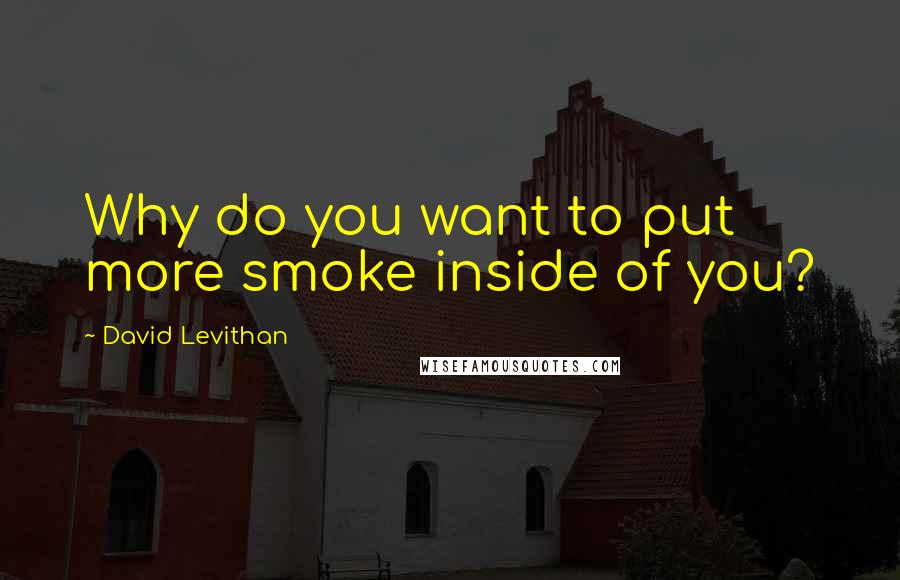 David Levithan Quotes: Why do you want to put more smoke inside of you?