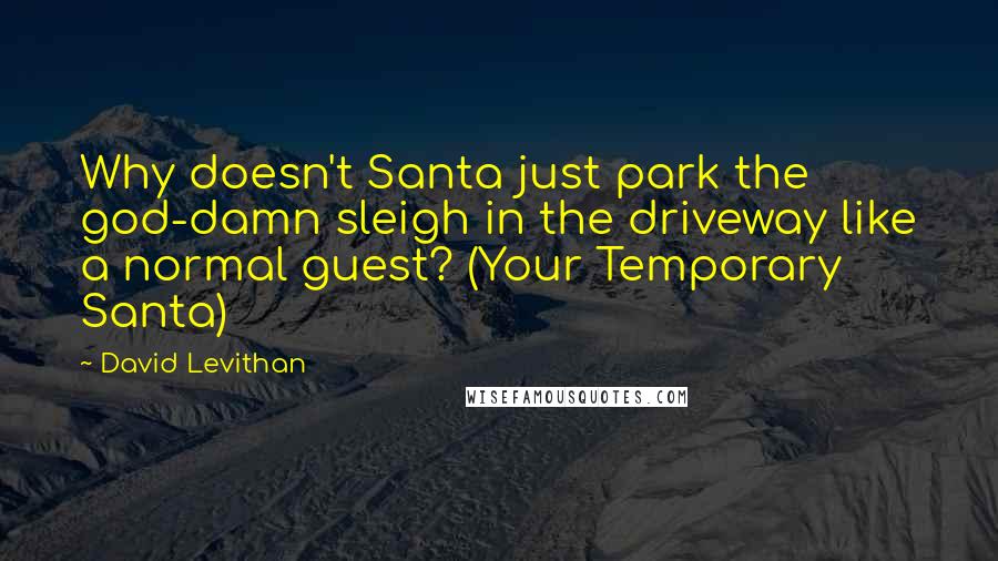 David Levithan Quotes: Why doesn't Santa just park the god-damn sleigh in the driveway like a normal guest? (Your Temporary Santa)