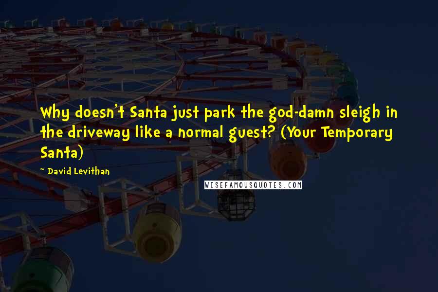 David Levithan Quotes: Why doesn't Santa just park the god-damn sleigh in the driveway like a normal guest? (Your Temporary Santa)