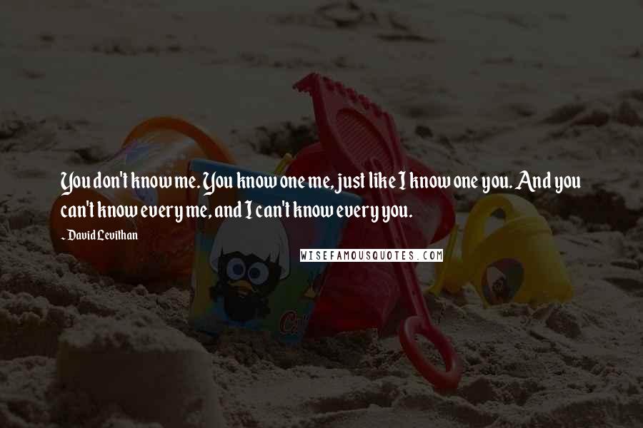 David Levithan Quotes: You don't know me. You know one me, just like I know one you. And you can't know every me, and I can't know every you.