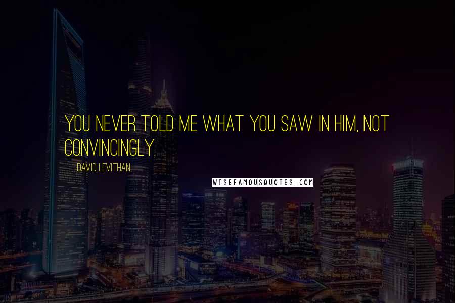 David Levithan Quotes: You never told me what you saw in him, not convincingly.