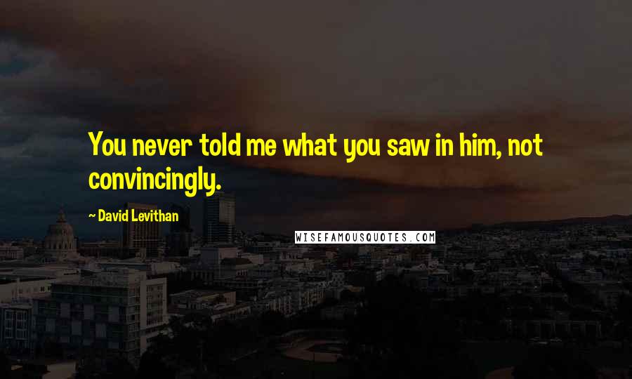 David Levithan Quotes: You never told me what you saw in him, not convincingly.