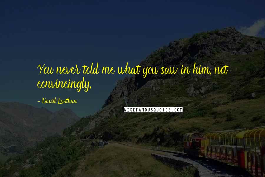 David Levithan Quotes: You never told me what you saw in him, not convincingly.