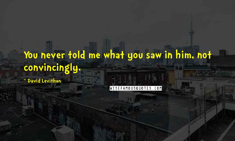 David Levithan Quotes: You never told me what you saw in him, not convincingly.