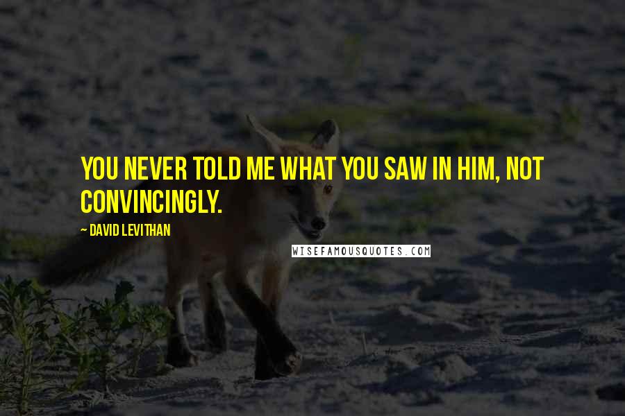 David Levithan Quotes: You never told me what you saw in him, not convincingly.