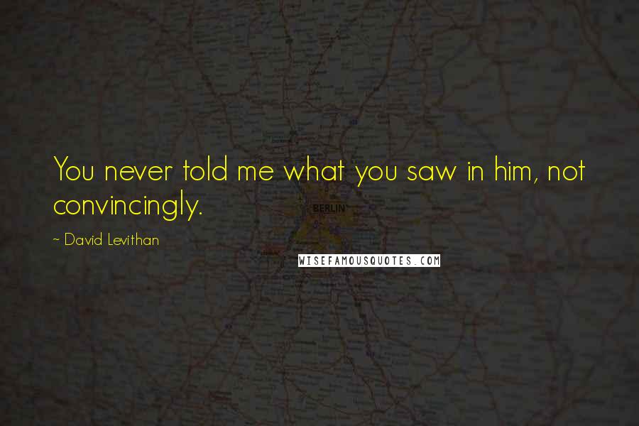 David Levithan Quotes: You never told me what you saw in him, not convincingly.