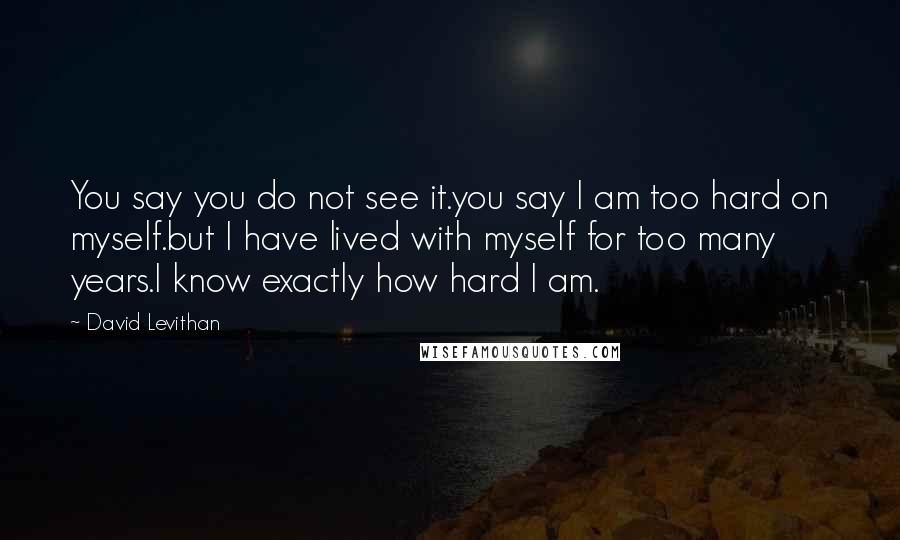 David Levithan Quotes: You say you do not see it.you say I am too hard on myself.but I have lived with myself for too many years.I know exactly how hard I am.