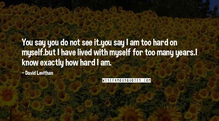 David Levithan Quotes: You say you do not see it.you say I am too hard on myself.but I have lived with myself for too many years.I know exactly how hard I am.
