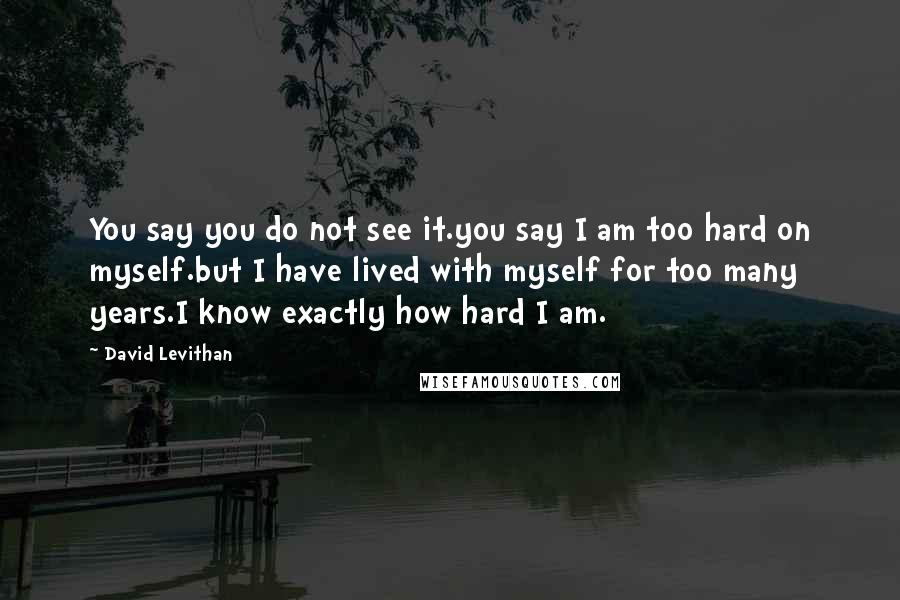 David Levithan Quotes: You say you do not see it.you say I am too hard on myself.but I have lived with myself for too many years.I know exactly how hard I am.